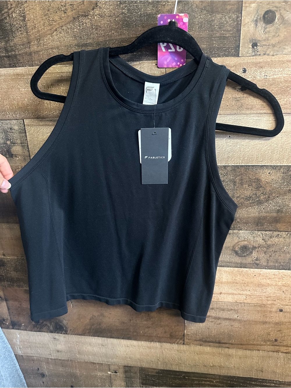 NWT Fabletics Black Cropped Muscle Tee, size S